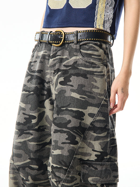 Overol Ancho Camuflaje Retro para Mujer - Pantalón Suelto y Casual - Image 25
