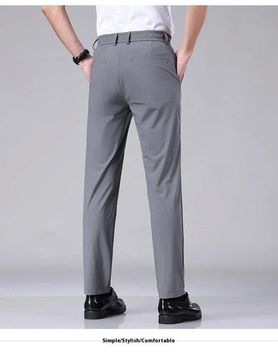 Pantalones Casuales para Hombre Ajuste Elástico Negocios Tela Ligera - Image 23