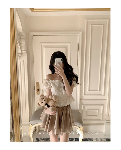 Blusa Elegante con Lazo Bordado y Encaje - Manga Corta Verano - Image 3