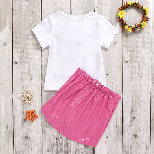 Conjunto Infantil con Top Bordado de Lentejuelas y Falda de Cuero Elástico - Image 10