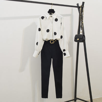 Conjunto Elegante: Blusa de Gasa y Pantalón Talle Alto - Image 4