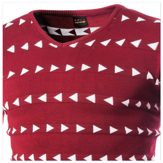 Suéter Casual V-cuello con Estampado Triangular - Image 9