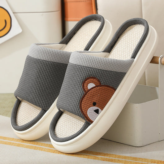 Pantuflas de Lino con Oso Adorable para Mujer - Cómodas, Antideslizantes y Transpirables - Image 8