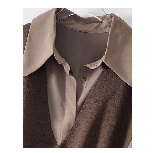 Conjunto Dos Piezas: Chaleco Tejido + Camisa Manga Larga - Image 2