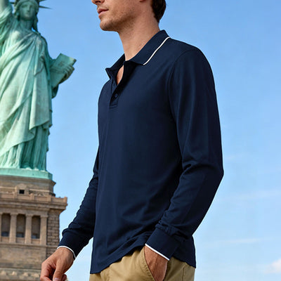 Polo Jacquard de Manga Larga Secado Rápido para Hombre - Image 15