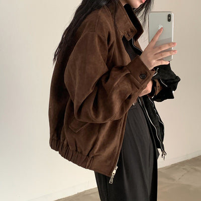 Abrigo Retro de Ante Cálido con Doble Cierre - Perfecto para Otoño Invierno - Image 27