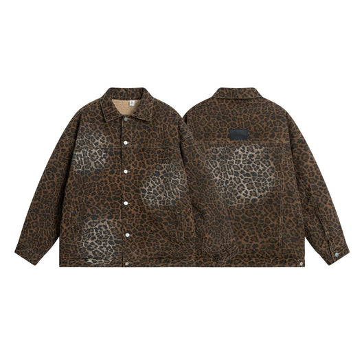 Abrigo Suelto Estampado Leopardo Vintage con Forro Grueso - Image 8