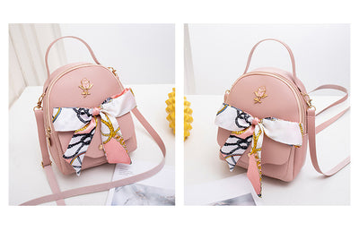 Mochila Backpack Femenina con Pañuelo de Seda Doble Compartimento - Image 16