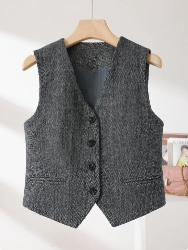 Chaleco de Lana Estilo Clásico Británico para Mujer Primavera - Image 10