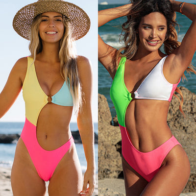 Traje de Baño Enterizo Colorblock Moderno - Image 5