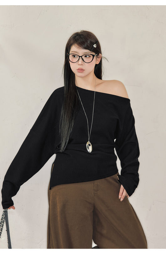 Blusa Asimétrica de Hombro Frío Talla Grande para Mujer - Image 4