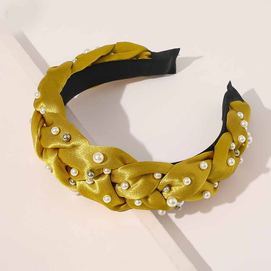 Diadema Ancha Cruzada con Nudo y Perlas - Image 17
