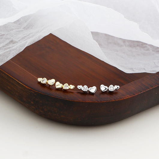 Aretes de Plata S925 Corazón Pequeño con Cierre de Rosca para Mujer - Image 14