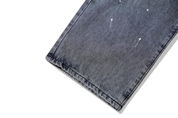 Jeans Azul Lavado con Bordado de Calavera para Hombre