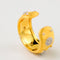 Dorado Plated Elegant Brushed Zircon Inlaid Ring Dorado number 12