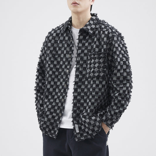 Chaqueta Casual Holgada Estilo Retro Japonés a Cuadros Multicolor para Hombre - Image 2