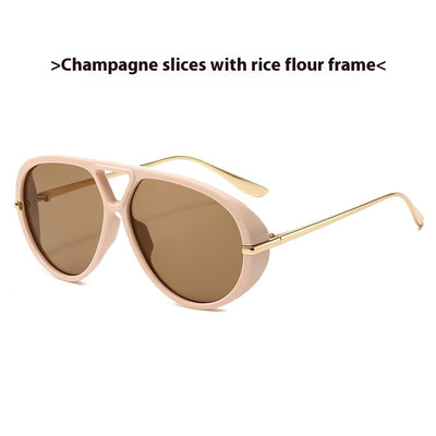 Retro aviator sunglasses with bright black frames, vibrant orange lenses, and sleek gold-colored metal temples. - Image 14