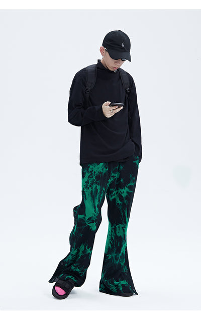 Pantalones Hombre Tie Dye Negro y Verde con Cierre de Cremallera - Image 3