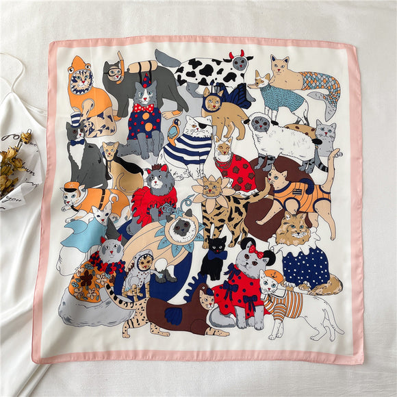 Pañuelo de Seda Estampado Primavera Verano con Diseños Adorables