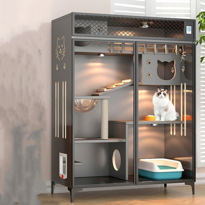Casa Doble de Madera para Gatos con Diseño Moderno - Image 4