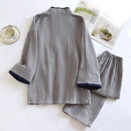 Pijama Kimono Hanfu de Algodón Puro para Hombre - Image 15