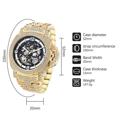 Reloj Mecánico Hombre Diamante Completo Fondo Hueco Luminoso - Image 6