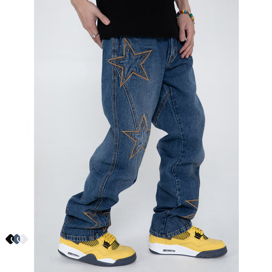 Jeans Rectos Vintage Lavado Buffalo con Bordado para Hombre y Mujer - Image 2