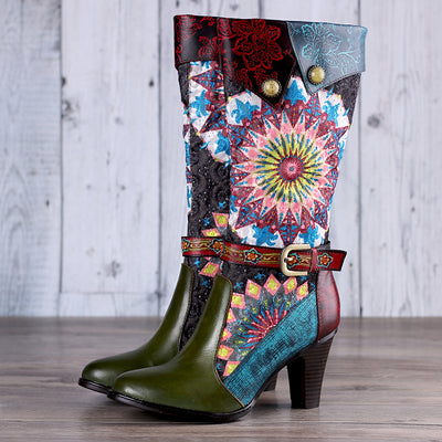 Botas Cortas de Terciopelo Retro con Tacón Alto para Mujer - Image 10