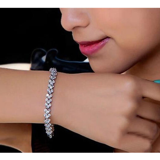 Pulsera de Circón Romana Elegante - Brazalete de Temperamento y Personalidad para Mujer