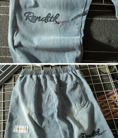 Jeans Vintage Sueltos para Hombre con Estampado de Oso y Letras - Image 8