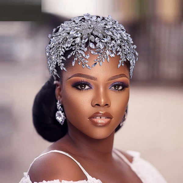 Tocado Nupcial con Cristales Brillantes - Accesorios para Novia Artesanales