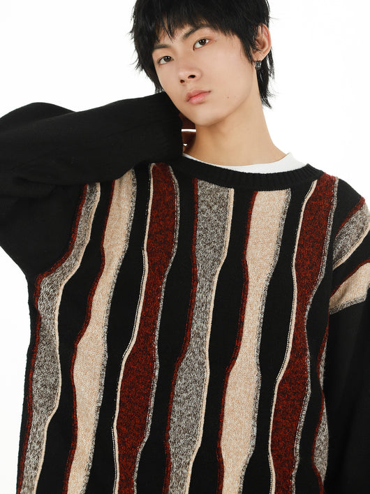 Suéter Retro de Rayas Cuello Redondo Unisex - Image 8