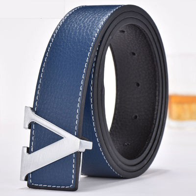 Cinturón de Cuero para Hombre con Hebilla de Letras - Estilo Moderno - Image 21