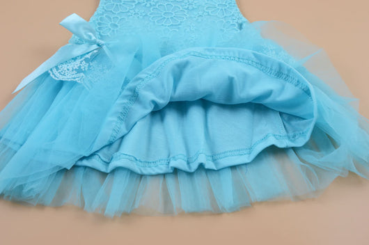 Vestido Infantil Niña Verano sin Mangas con Encaje y Moño - Image 4