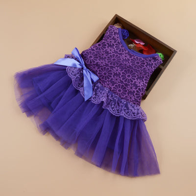 Vestido Infantil Niña Verano sin Mangas con Encaje y Moño - Image 5