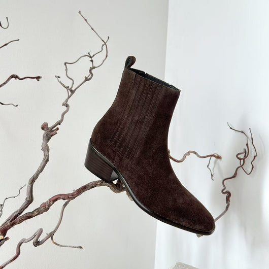 Botas Tobilleras Estilo Francés en Cuero Genuino con Punta Cuadrada y Tacón Robusto - Image 2