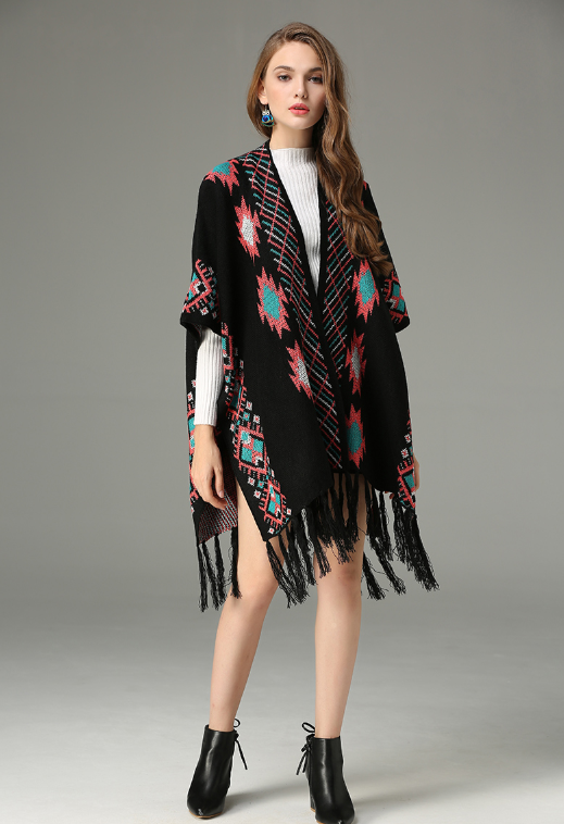Rebozo Bohemio Jacquard con Flecos - Image 7