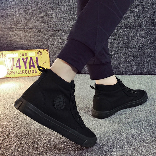 Zapatos Casuales de Lona Negros - Estilo Coreano Versátil - Image 2