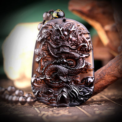 Colgante de Dragón en Meteorito Negro Natural para Hombre - Image 2