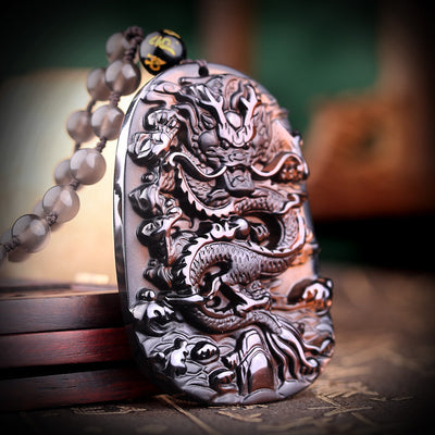 Colgante de Dragón en Meteorito Negro Natural para Hombre - Image 3