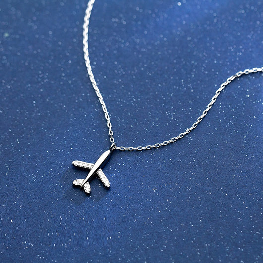 Collar de Plata S925 con Diamantes y Dije de Avión - Image 5