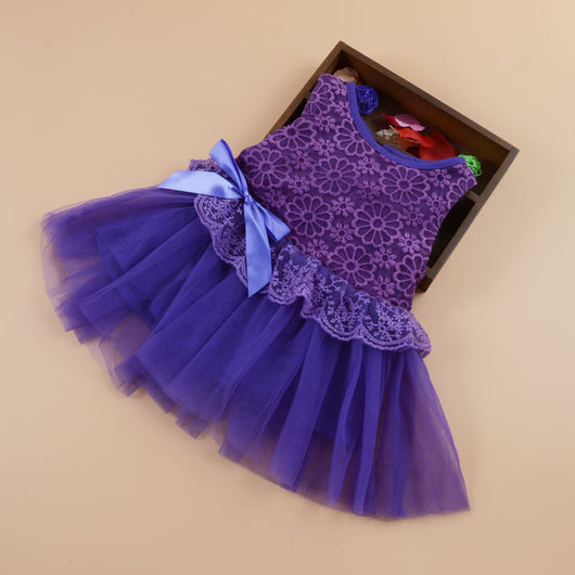 Vestido Infantil Niña Verano sin Mangas con Encaje y Moño - Image 9