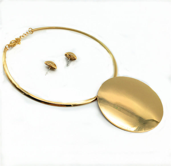 Conjunto de Collar Novia Nigeriana con Cuentas y Dije Cruz - Joyería Aleación Dorada