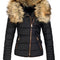 Chaqueta de Algodón con Cuello de Piel y Cierre