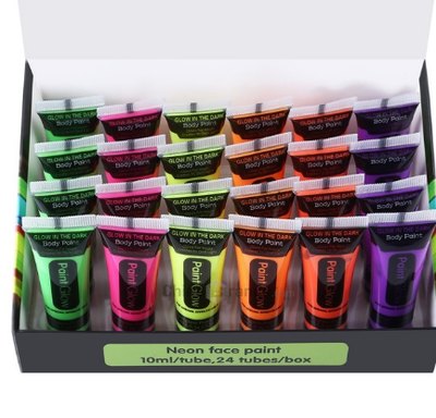 Set de 24 Iluminadores Corporales Fluorescentes Profesionales - Pintura Acrílica Luminosa para Maquillaje y Arte - Image 7