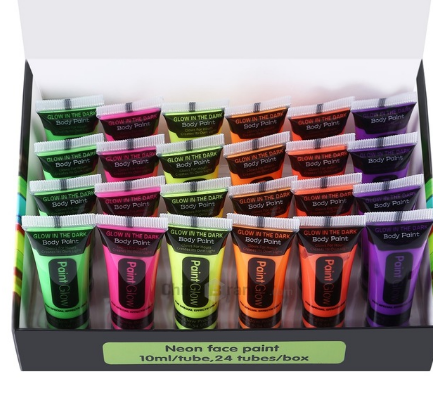 Set de 24 Iluminadores Corporales Fluorescentes Profesionales - Pintura Acrílica Luminosa para Maquillaje y Arte - Image 7