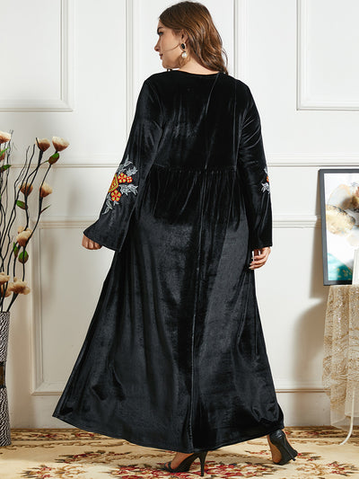 Falda Larga Étnica Dorada en Terciopelo con Bordados - Cómoda y Elegante - Image 8
