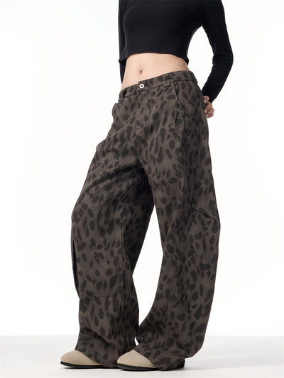 Pantalones Jeans Leopardo Retro Mujer Cintura Alta Pierna Ancha - Image 17