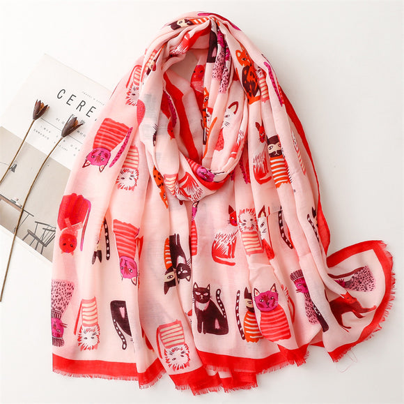 Pañuelo de Seda Estampado Paraíso Gatitos Adorables