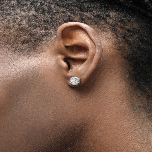 Aretes de Plata Esterlina 925 con Diamante Texturizado para Hombre